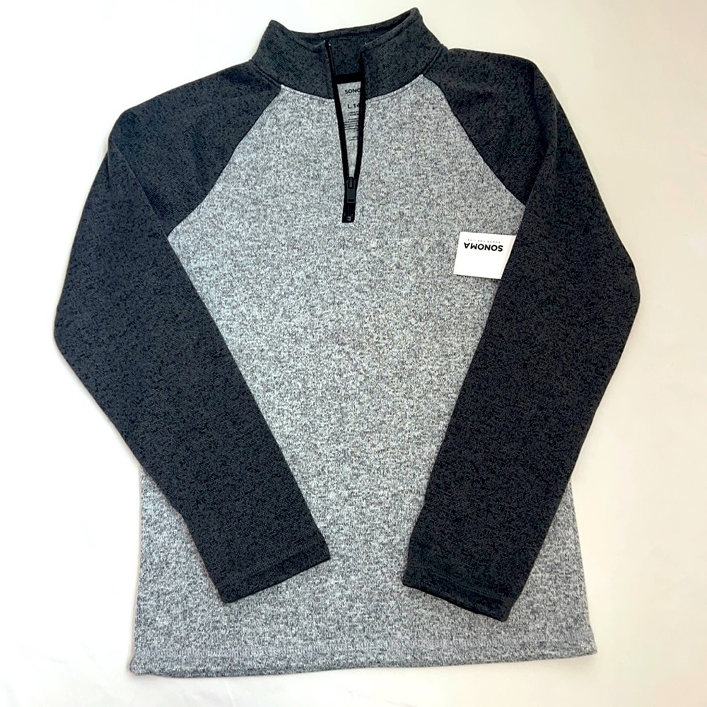 Boy’s Gray Fleece Quarter-Zip Sweater NWT